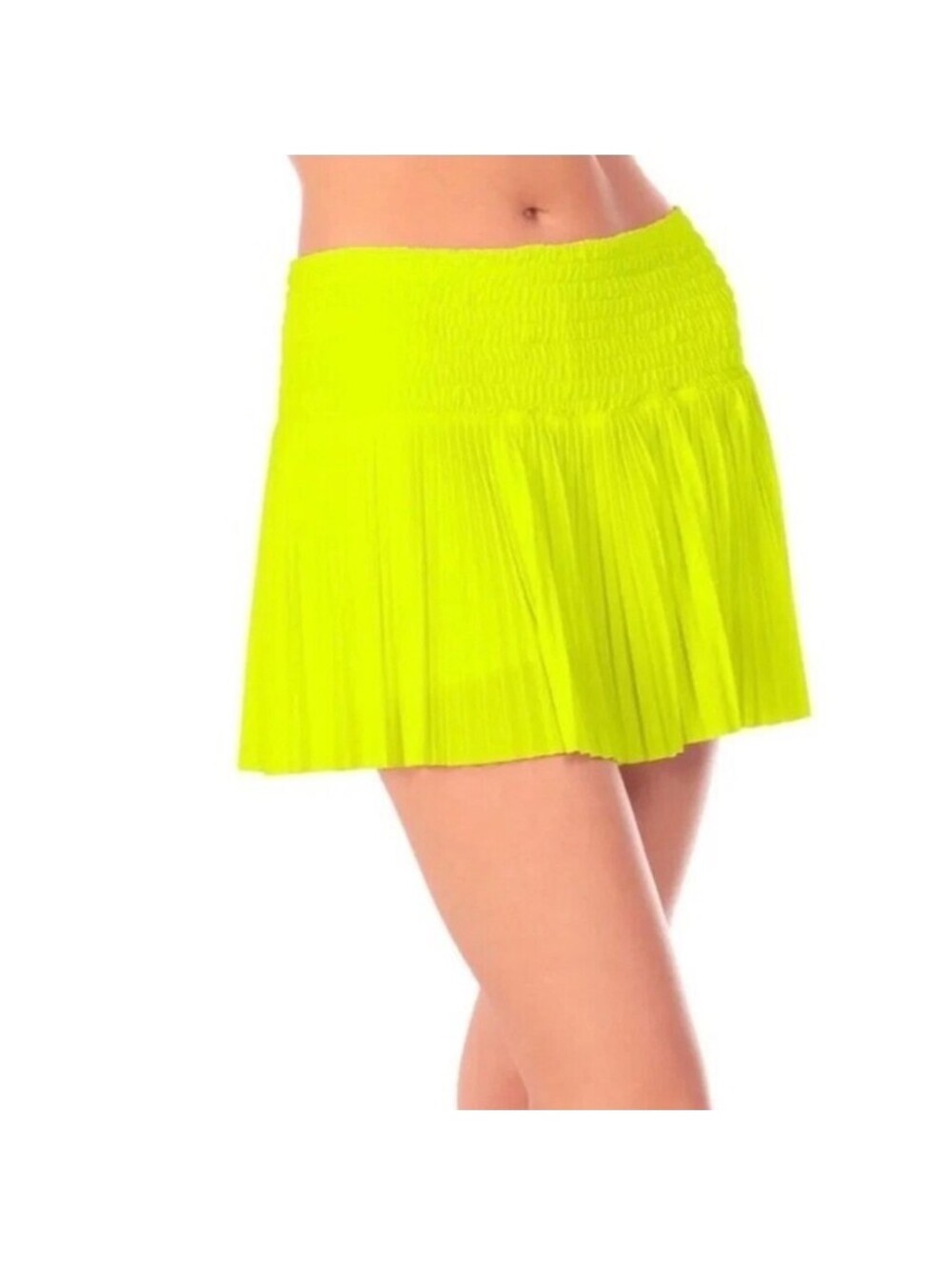 Lucky In Love Womens Small Neon Yellow Pleated Pickleball Tennis Skirt Skort